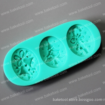 Christmas theme silicone fondant mold for cake decoration